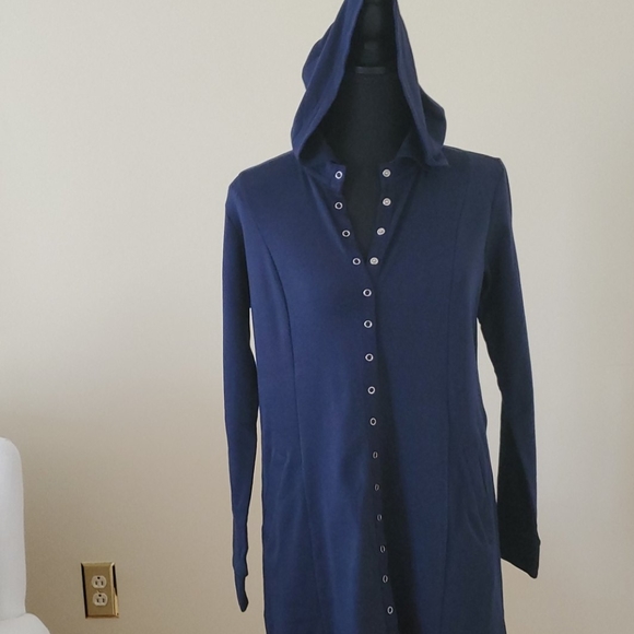 Louis dell olio snap front hooded tunic navy - Picture 1 of 6
